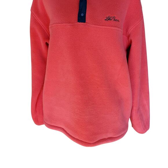 Vintage L. L. Bean Coral Pink 1/4 Snap Pullover Fleece Jacket Pockets Sz Medium - Picture 3 of 12